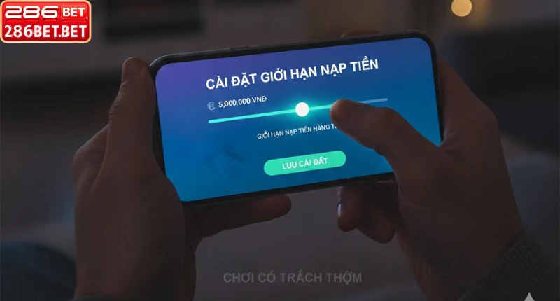 Giao diện cài đặt giới hạn nạp tiền để chơi có tránh nhiệm